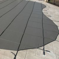 Grey 18 x 36 ft Rectangle with 4 ft Radius Corners and 4 ft Offset 4 x 8 Right Step Safety Cover Sunshade 99 Mesh