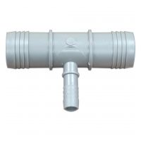 1.5 Inch x 1.5 Inch x 0.5 Inch PVC Hose Barb Tee